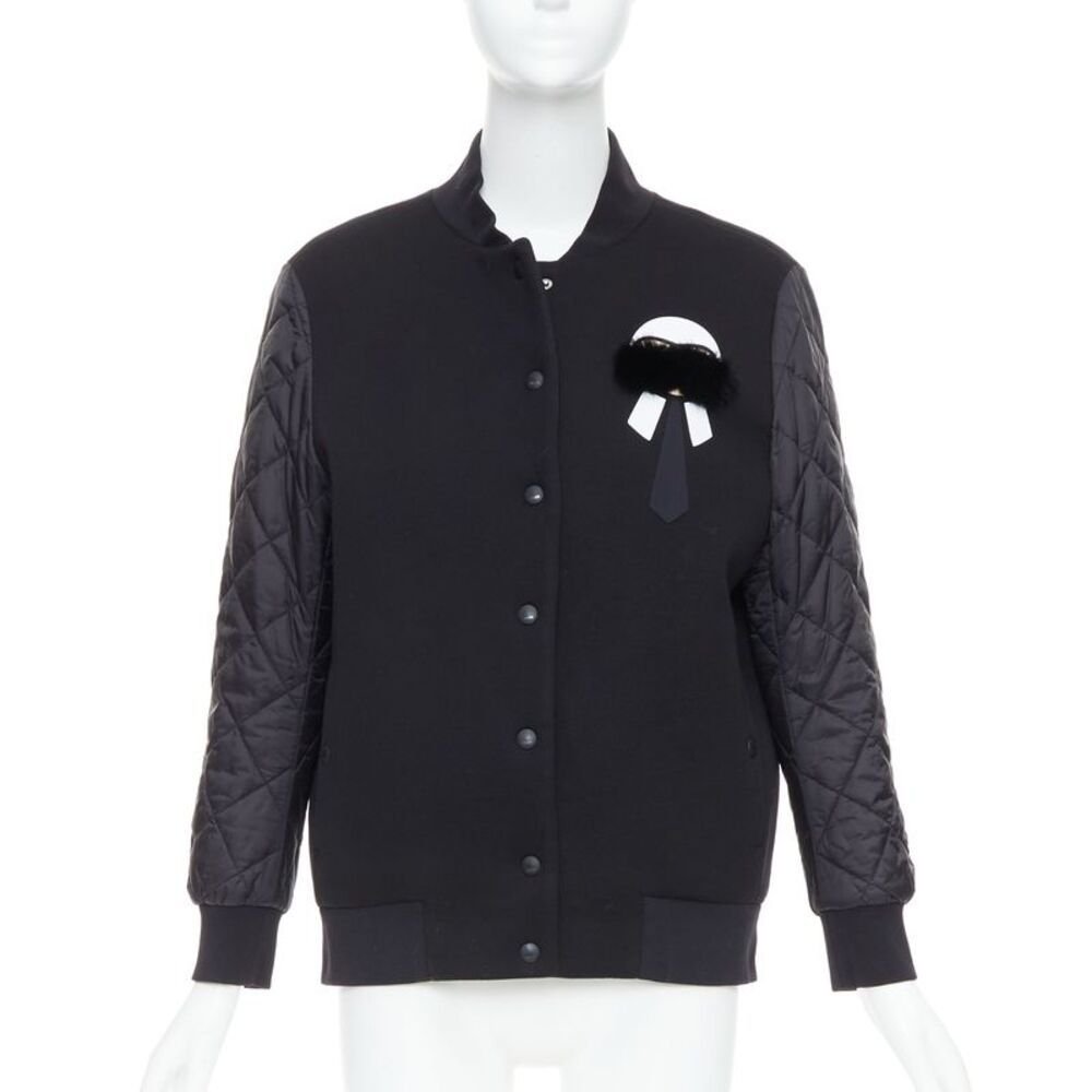 Fendi Fur Trim Quilted Bomber Jacket